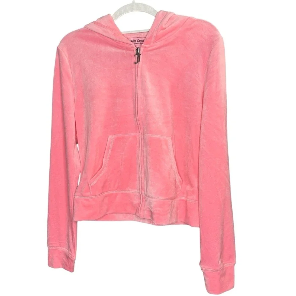 Juicy Couture Bling Velour Tracksuit Hoodie Shorts Set Flamingo Pink L NWT